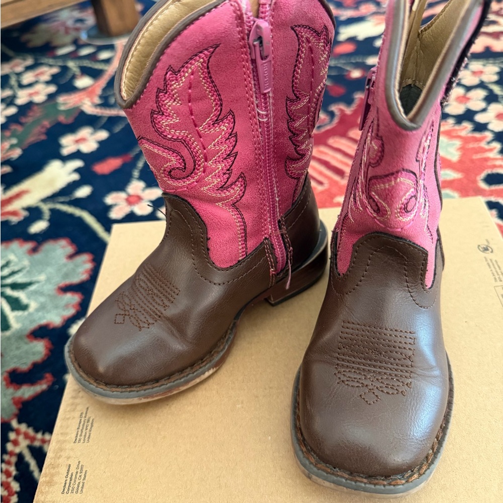 Roper Pink and Brown Kids Cowboy Boots